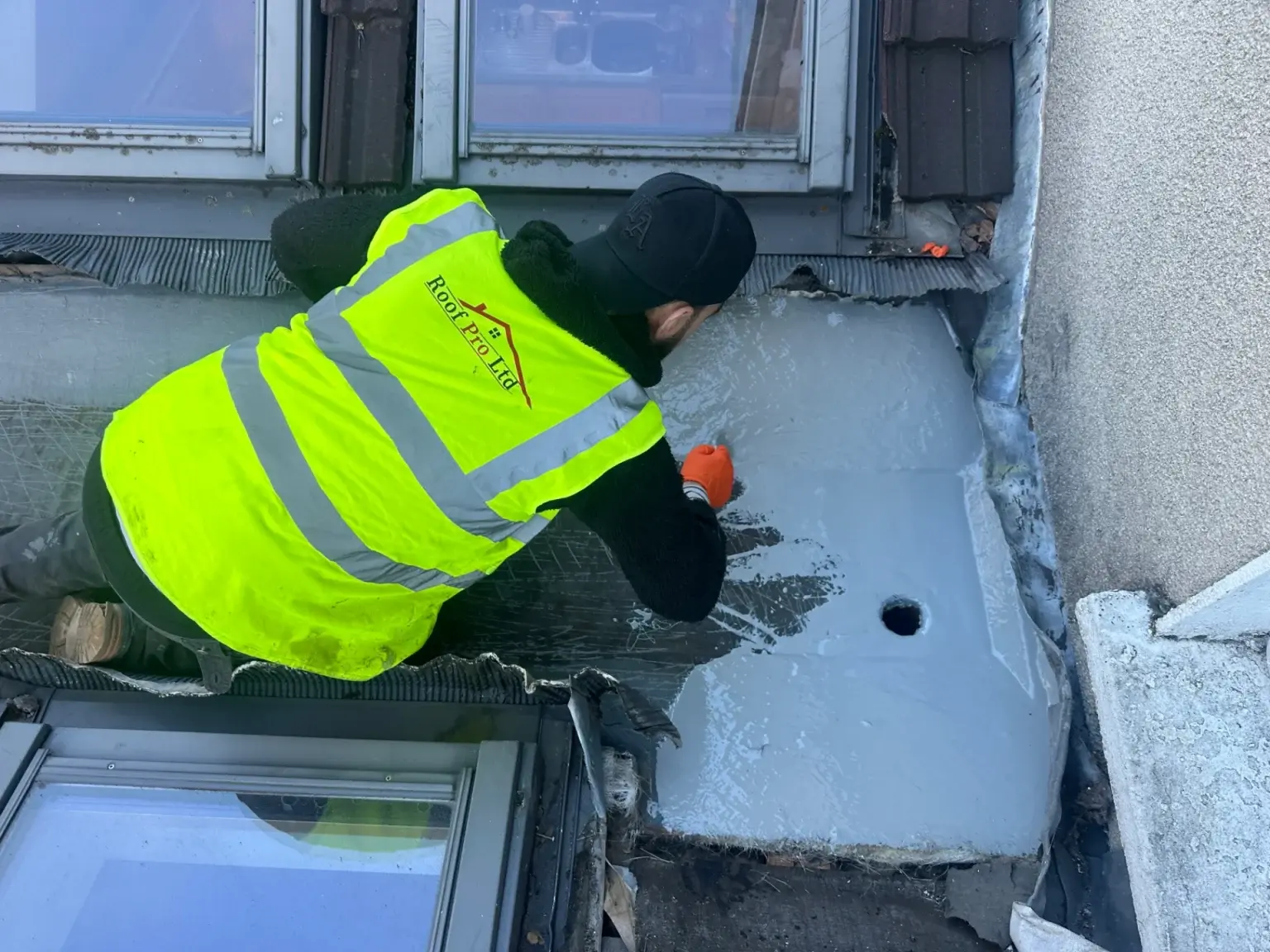 Weatherproof Pro PU polyurethane flat roof coating applied to rear extension South Dublin Roof Pro Ltd